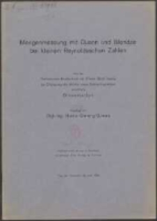 Mengenmessung mit D&uuml;sen und Blenden bei kleinen Reynoldsschen Zahlen