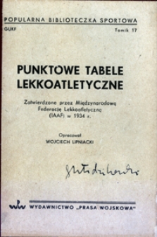 Punktowe tabele lekkoatletyczne : zatwierdzone przez Międzynarodową Federację Lekkoatletyczną (IAAF) w 1934 r.