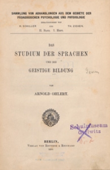 Sammlung von Abhandlungen aus dem Gebiete der Pädagogischen Psychologie und Physiologie, 1899 Bd2 H7