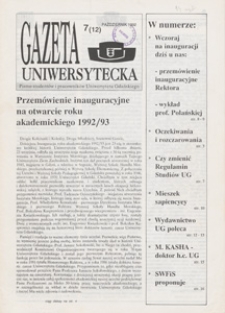 Gazeta Uniwersytecka, 1992, nr 7 (12)