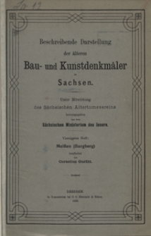 Beschreibende Darstellung der älteren Bau- und Kunstdenkmäler in Sachsen. H. 40. Meißen (Burgberg)