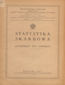 Statystyka Skarbowa ... = Statistique Des Finances / Główny Urzad Statystyczny, 1932-1933