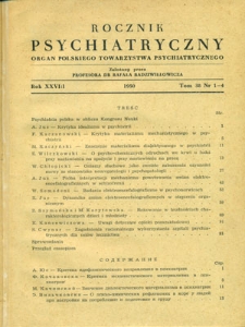 Rocznik Psychiatryczny : organ Polskiego Towarzystwa Psychiatrycznego, 1950, T. 38, nr 1/4