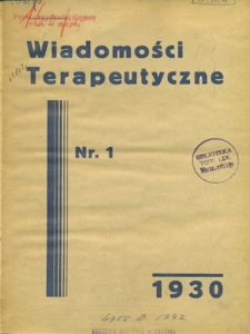 Wiadomości Terapeutyczne 1930, R. 2, nr 1-6
