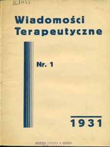 Wiadomości Terapeutyczne 1931, R. 3, nr 1-6