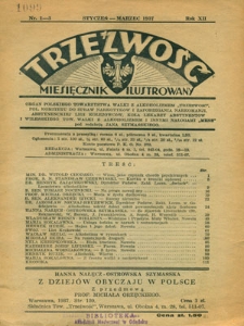Trzeźwość : miesięcznik : organ Polskiego Towarzystwa Walki z Alkoholizmem "Trzeźwość" : 1937
