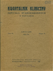 Kwartalnik Kliniczny Szpitala Starozakonnych w Warszawie : 1925, nr 2