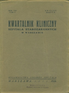 Kwartalnik Kliniczny Szpitala Starozakonnych w Warszawie : 1926, nr 2
