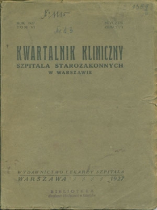 Kwartalnik Kliniczny Szpitala Starozakonnych w Warszawie : 1927, nr 1, 3,4