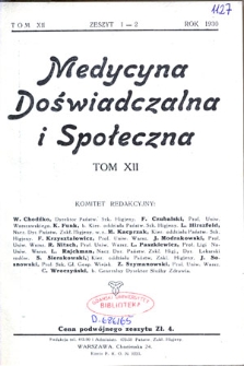 Medycyna Doświadczalna i Społeczna T. 12, z.1/2-5/6, 1930