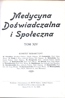 Medycyna Doświadczalna i Społeczna : T.14, z.1/2-5/6, 1931