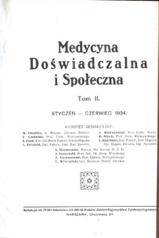 Medycyna Doświadczalna i Społeczna T. 2, z. 1/2-5/6, 1924