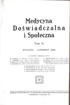 Medycyna Doświadczalna i Społeczna T. 2, z. 1/2-5/6, 1924