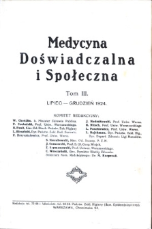 Medycyna Doświadczalna i Społeczna : T. 3, z.1/2-5/6, 1924