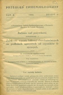 Przegląd Epidemiologiczny, T.2, z.1-3, 1922