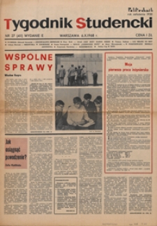 Tygodnik studencki "Politechnik", 1968, nr 27 (411) wydanie E