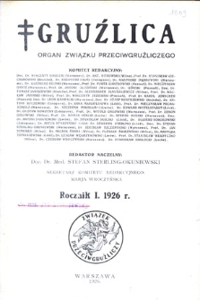 Gruźlica : organ Związku Przeciwgruźliczego, 1926, R. 1, nr 1-6