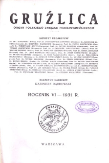 Gruźlica : organ Związku Przeciwgruźliczego, 1931, R. 6, z.1-6