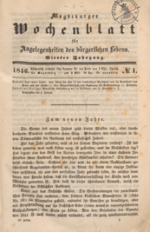 Magdeburger Wochenblatt für Angelegenheiten des Bürgerlichen Lebens, 1846, Nr 1
