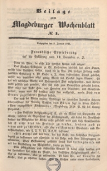 Beilage zum Magdeburger Wochenblatt, 1846.01.03 Nr 1