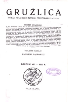 Gruźlica : organ Związku Przeciwgruźliczego, 1933, R. 8, z.1-6