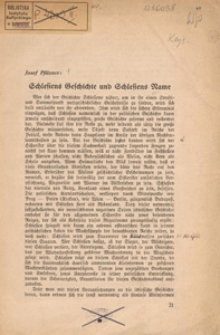 Schlesiens Geschichte und Schlesiens Name