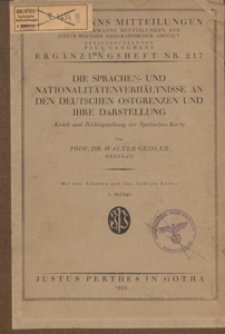 Die Sprachen- und Nationalitätenverhältnisse an den deutschen Ostgrenzen und ihre Darstellung : Kritik und Richtigstellung der Spettschen Karte