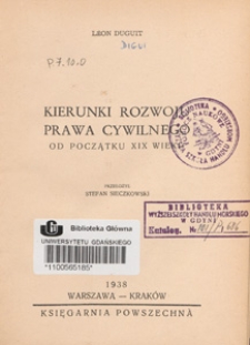 Kierunki rozwoju prawa cywilnego od początku XIX wieku