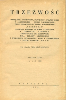 Trzeźwość : miesięcznik : organ Polskiego Towarzystwa Walki z Alkoholizmem : 1938