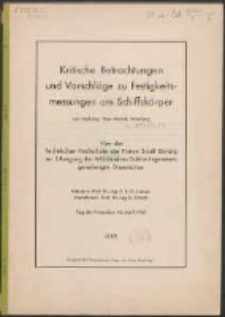 Kritische Betrachtungen und Vorschl&auml;ge zu Festigkeitsmessungen am Schiffsk&ouml;rper