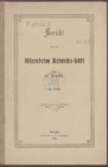 Bericht über das Altersheim Reinicke-Stift in Danzig für 1898