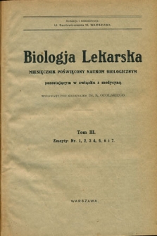 Biologja Lekarska 1924, nr 1-8