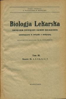 Biologja Lekarska 1924, nr 1-8