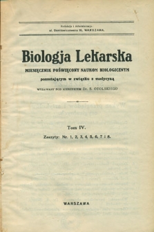 Biologja Lekarska 1925, nr 1-8