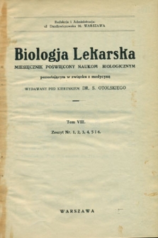 Biologja Lekarska 1929, nr 1-6