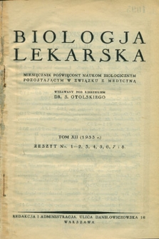Biologja Lekarska 1933, nr 1-8