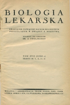 Biologja Lekarska 1938, nr 1-4