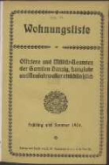 Wohnungsliste der Offiziere und Beamten der Garnison Danzig 1906