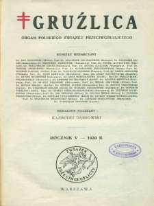 Gruźlica : organ Związku Przeciwgruźliczego, 1930, R. 5, z. 1-6