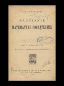 Nauczanie matematyki początkowej. Cz. 1, Liczba całkowita
