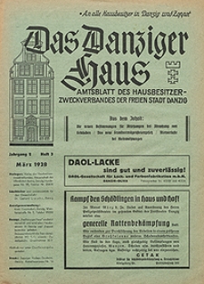 Das Danziger Haus : Amtsblatt des Hausbesitzer-Zweckverbandes der Freien Stadt Danzig, Mar. 1938, H. 3