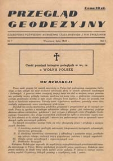 Przegląd Geodezyjny : czasopismo poświęcone miernictwu i zagadnieniom z nim związanym 1945 R.1 nr 1
