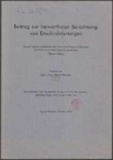 Beitrag zur beiwertfreien Berechnung von Druckrohrleitungen