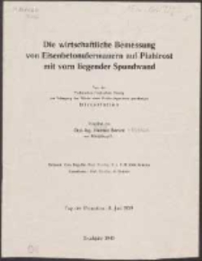 Die wirtschaftliche Bemessung von Eisenbetonufermauern auf Pfahlrost mit vorn liegender Spundwand