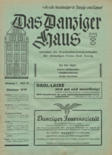 Das Danziger Haus : Amtsblatt des Hausbesitzer-Zweckverbandes der Freien Stadt Danzig, Okt. 1939, H. 10