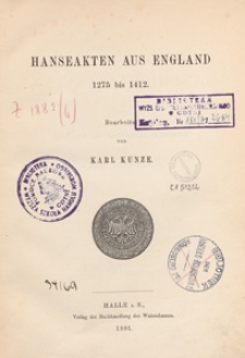 Hansische Geschichtsquellen, 1891. Bd 6