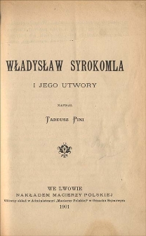 Władysław Syrokomla i jego utwory