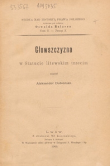 Głowszczyzna w Statucie litewskim trzecim