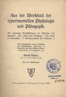 Aus der Werkstatt der experimentellen Psychologie und Pädagogik