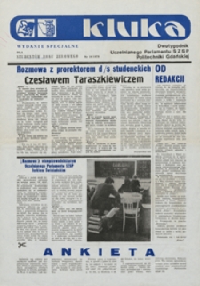 Kluka : dwutygodnik Uczelnianego Parlamentu SZSP Politechniki Gdańskiej, wydanie specjalne dla student&oacute;w roku zerowego, 1978, nr 10